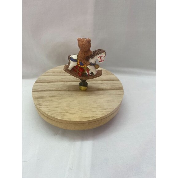 Polystone Teddy Bear on Rocking Horse Lamp Ornament 2 1/2in Tall NIB - Picture 2 of 6
